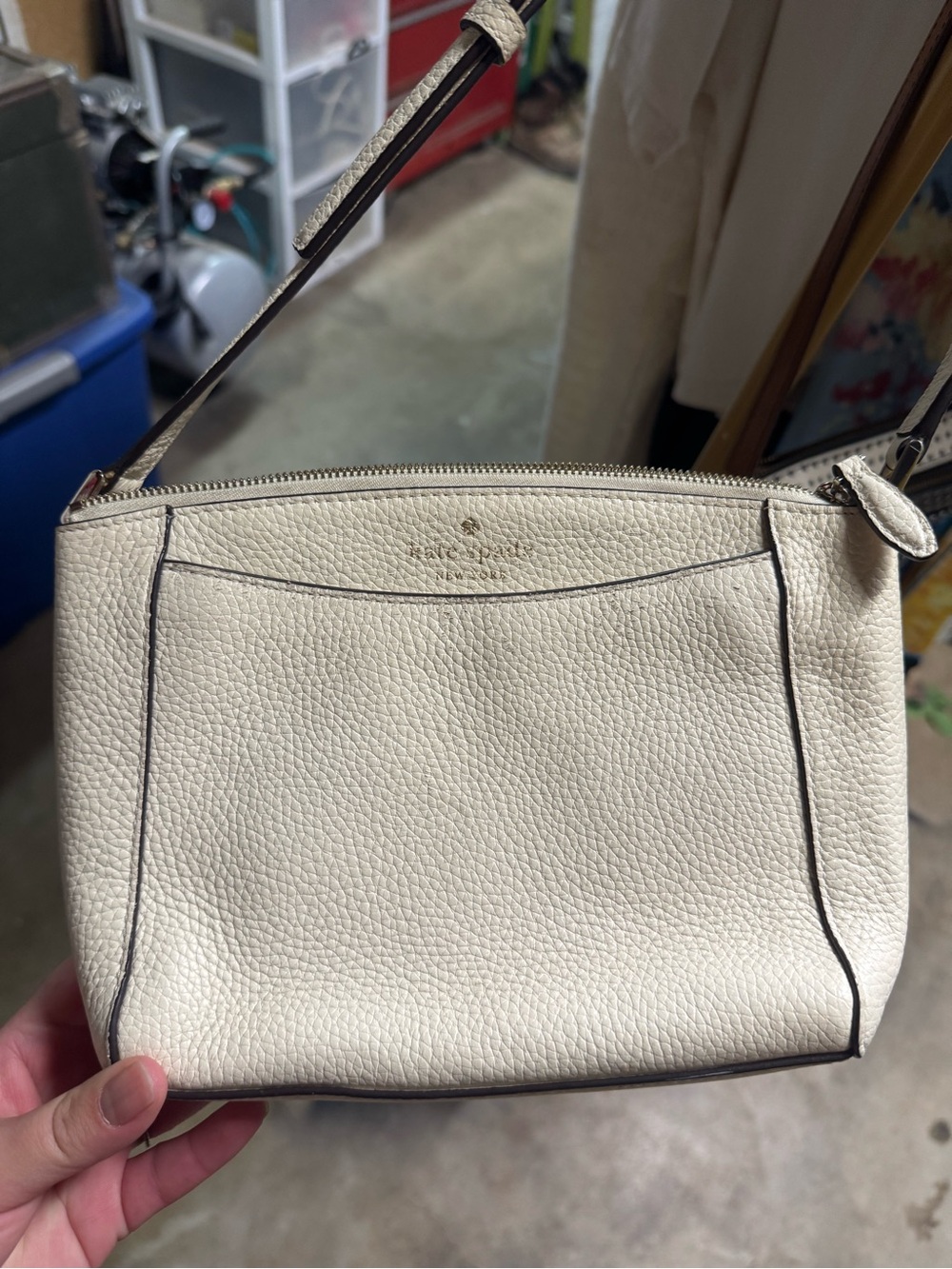 kate spade Cream Pebbled Leather Crossbody